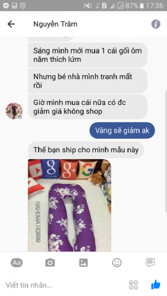 Chị khách ở Bắc Ninh mua thêm gối bà bầu chữ U cho con gái